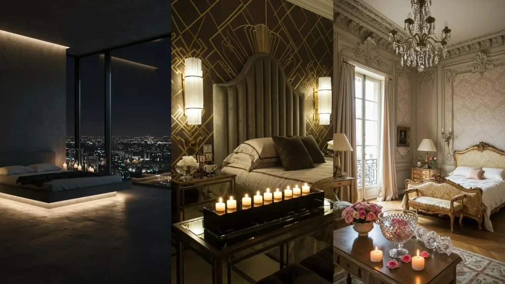 Ideas para decorar dormitorios románticos con luces tenues y velas. Ambientes elegantes e íntimos para una decoración perfecta.