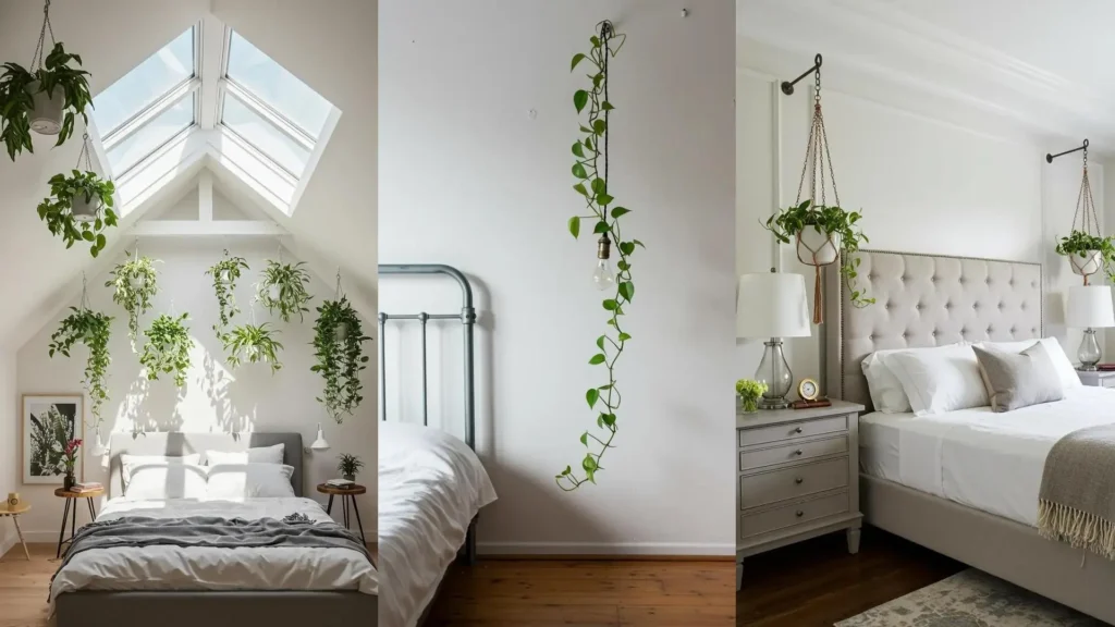 Varias ideas de decoración de dormitorios con plantas colgantes. Integra la naturaleza en tu habitación con estilo.