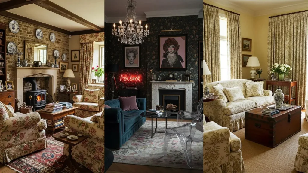 Tres salas de estar maximalistas con muebles estampados, arte audaz y detalles únicos que muestran personalidad explosiva.