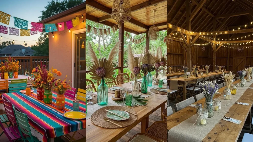 Múltiples ideas de centros de mesa DIY con tarros de cristal y flores secas para embellecer tu celebración.