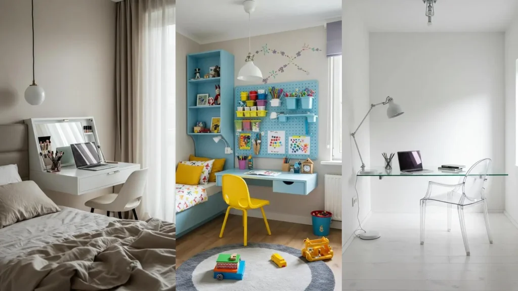 Ideas de escritorios flotantes modernos para home office en espacios reducidos: diseños de dormitorio, infantiles y minimalistas.