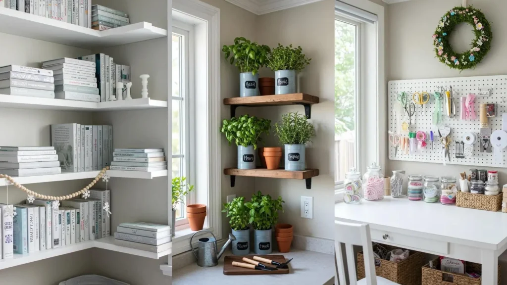 Transforma tu casa con 28 rincones DIY. Estanterías, plantas de temporada y área de manualidades para cada estación.