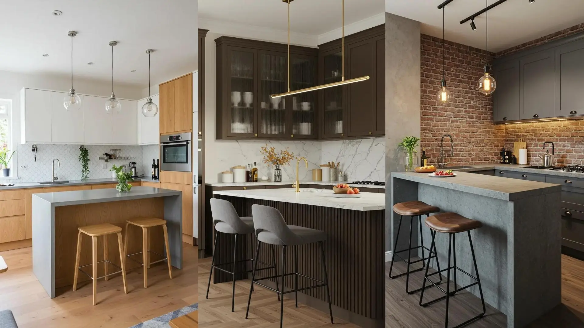 29 ideas de cocinas pequeñas con barra tipo isla y taburetes de diseño ...
