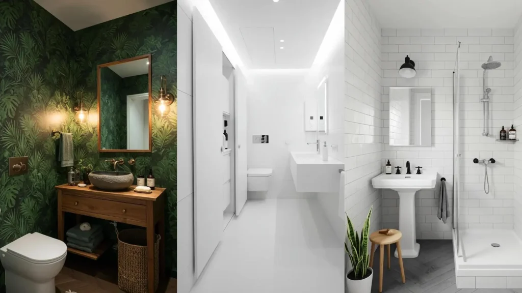 Oasis de estilo en baños pequeños: ideas creativas con diseño tropical, minimalista blanco y azulejos subway modernos.