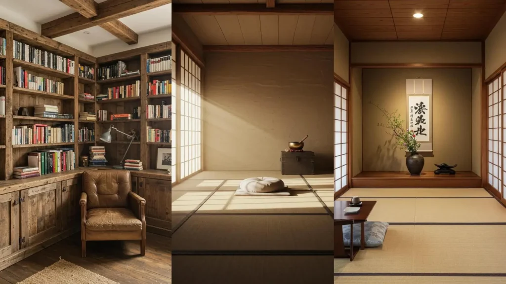 Espacios wabi-sabi con tatamis, shoji y arreglos florales. Capturando la belleza imperfecta del diseño japonés.