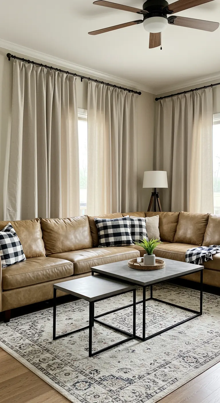 Juego de dos mesas nido con estructura metálica negra y superficie gris