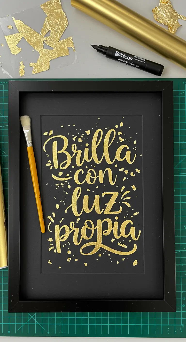 Lámina negra con la frase