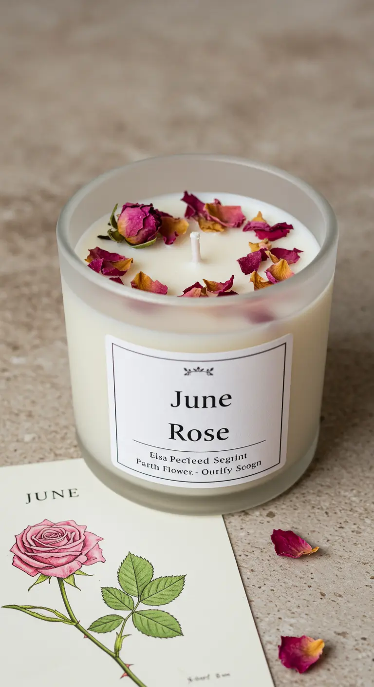 Vela en vaso esmerilado con etiqueta de