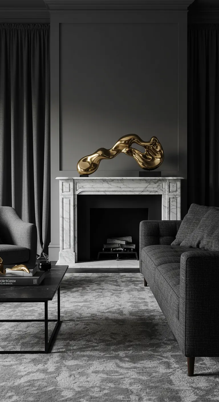 Salón de estilo costero con muebles blancos y una lámpara con base de cerámica y un detalle dorado