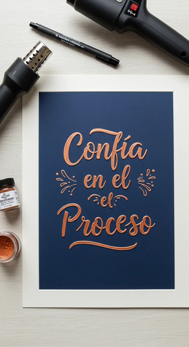 Lámina azul oscuro con la frase