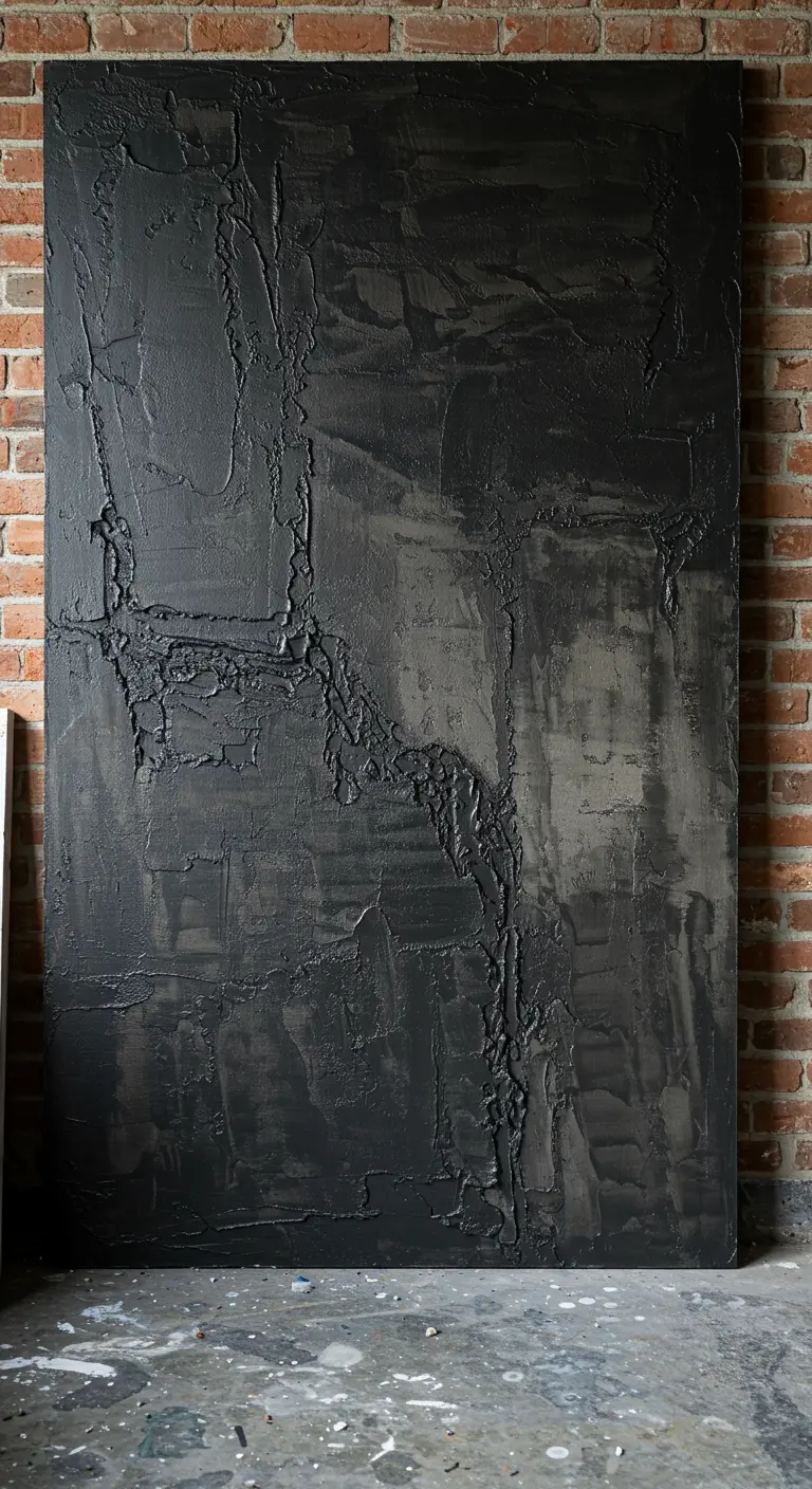 Cuadro grande de estilo industrial con textura negra que imita el cemento