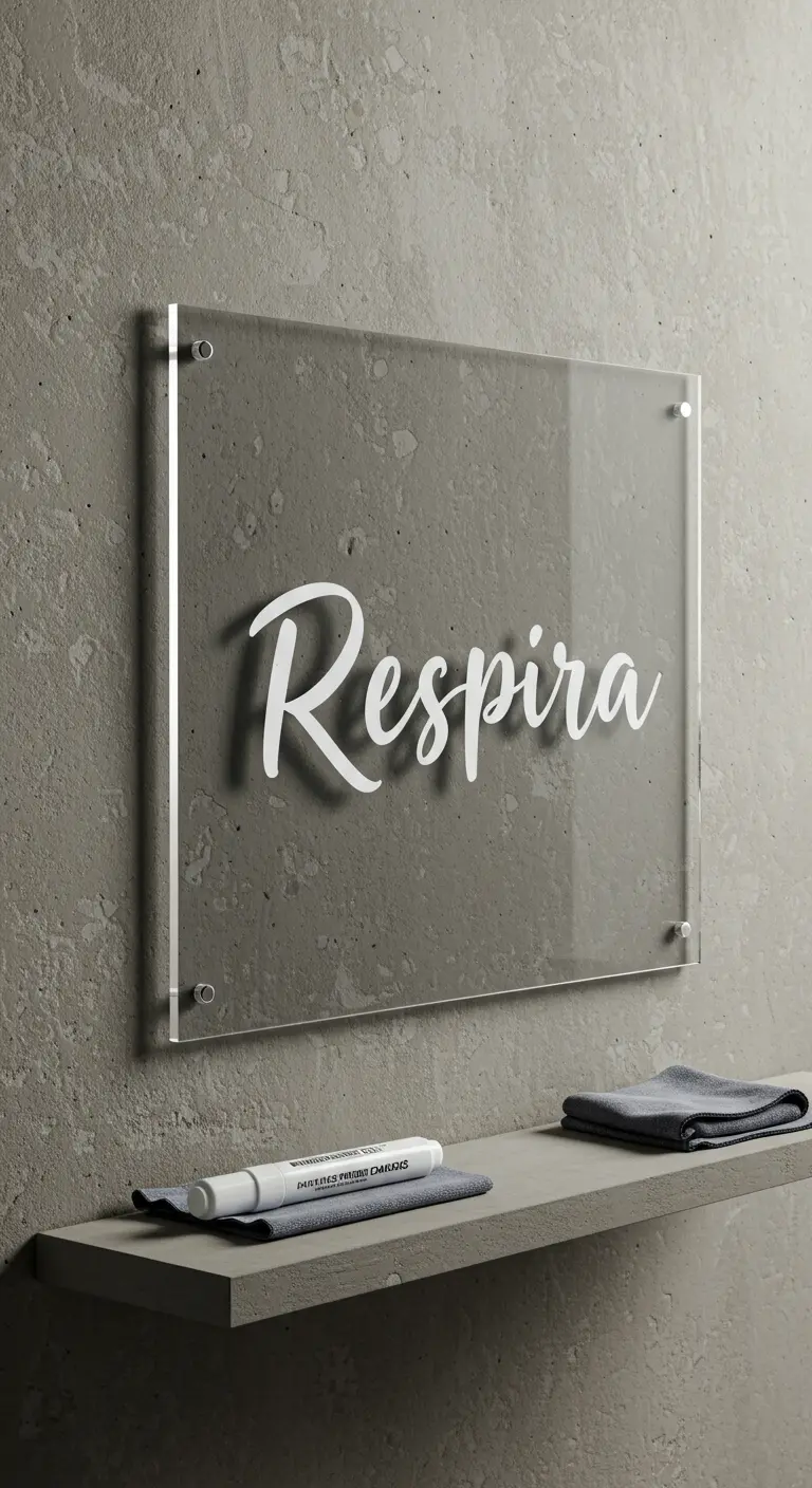 Placa de acrílico transparente con la palabra