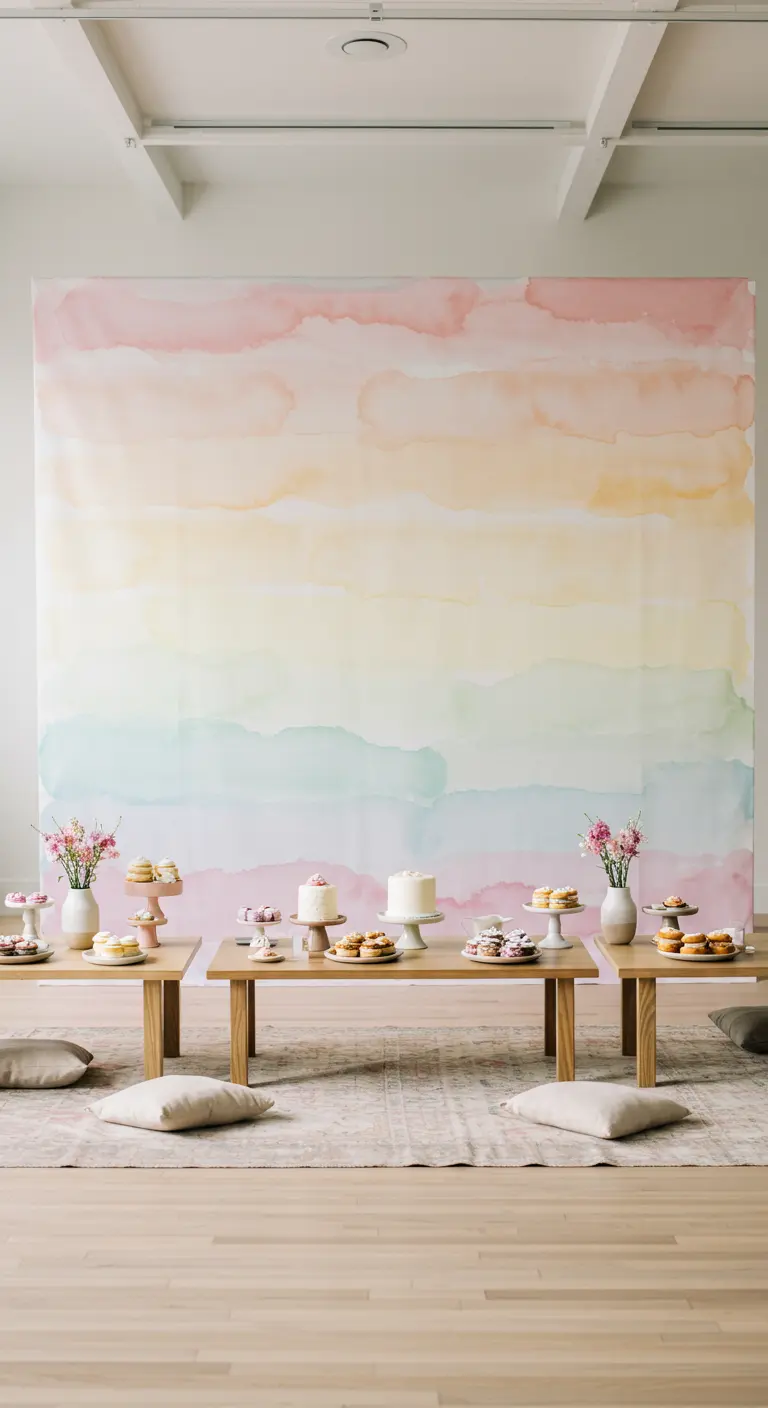 Gran fondo con un degradado de acuarela en suaves tonos pastel.