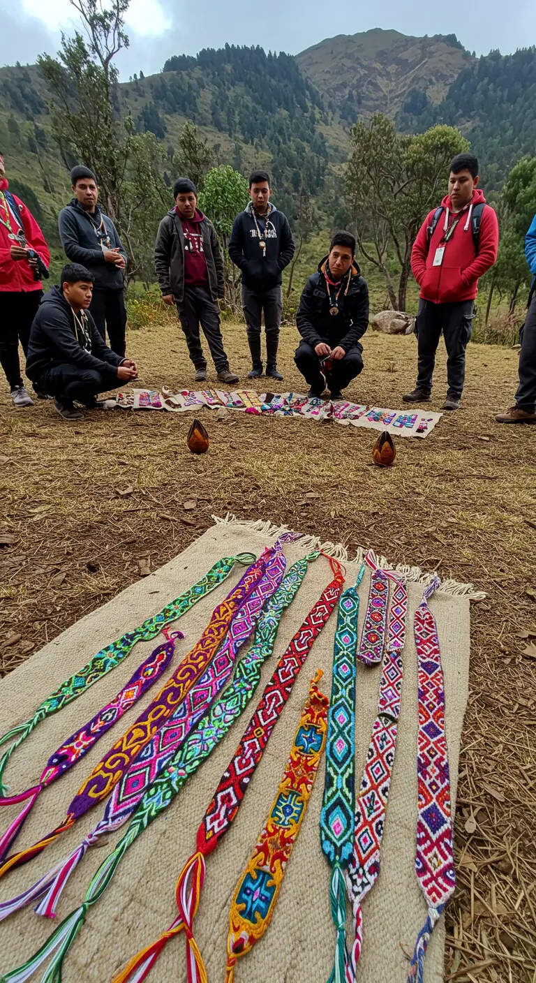 Pulseras de la amistad tejidas a mano con patrones coloridos.
